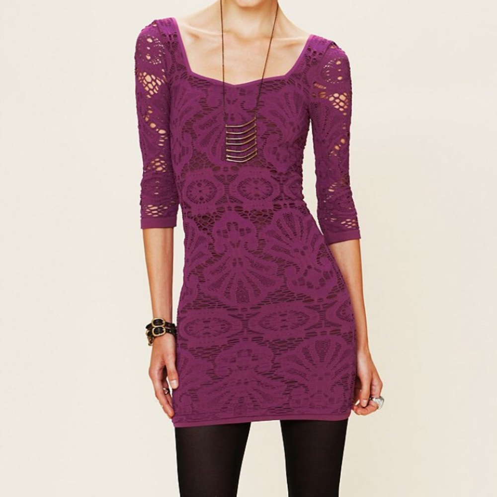 Free people intimately bodycon purple lace dress